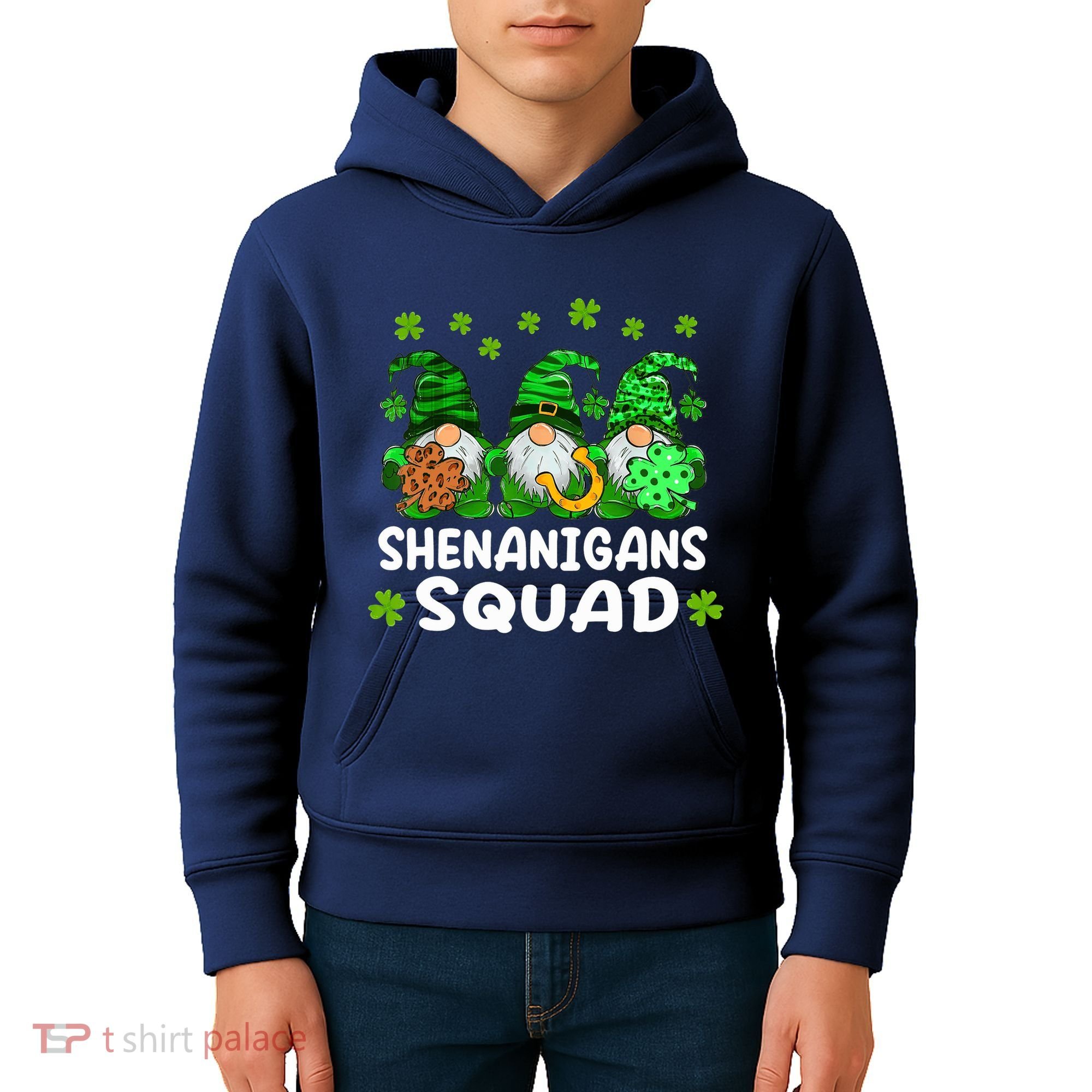St Patricks Day Shenanigans Squad Gnomes Green Funny Irish Kids Hoodie