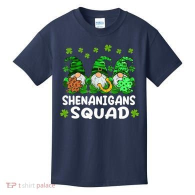 St Patricks Day Shenanigans Squad Gnomes Green Funny Irish Kids T-Shirt