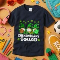 St Patricks Day Shenanigans Squad Gnomes Green Funny Irish Kids T-Shirt thumb 3