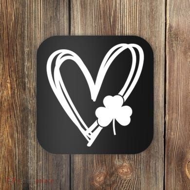 St Patrick's Day Clover Heart Coaster