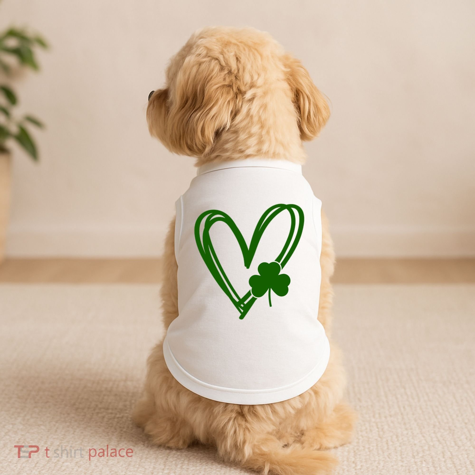 St Patrick's Day Clover Heart Doggie Tank