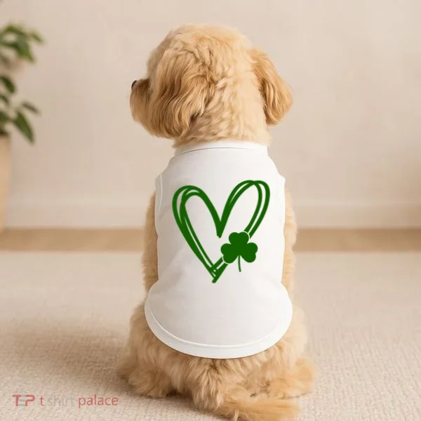 St Patrick's Day Clover Heart Doggie Tank