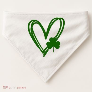 St Patrick's Day Clover Heart USA-Made Doggie Bandana