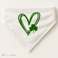 St Patrick's Day Clover Heart USA-Made Doggie Bandana thumb 0
