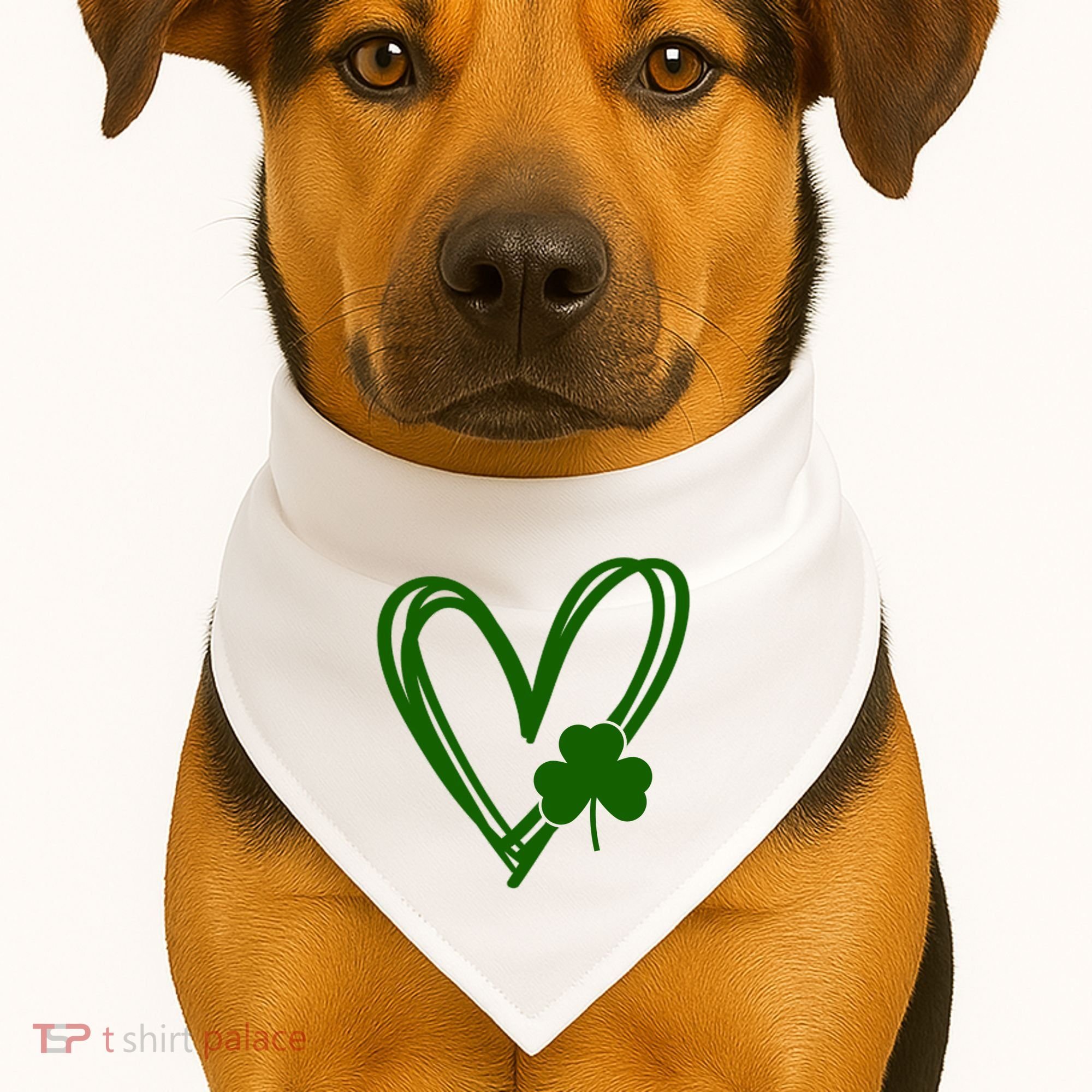 St Patrick's Day Clover Heart USA-Made Doggie Bandana