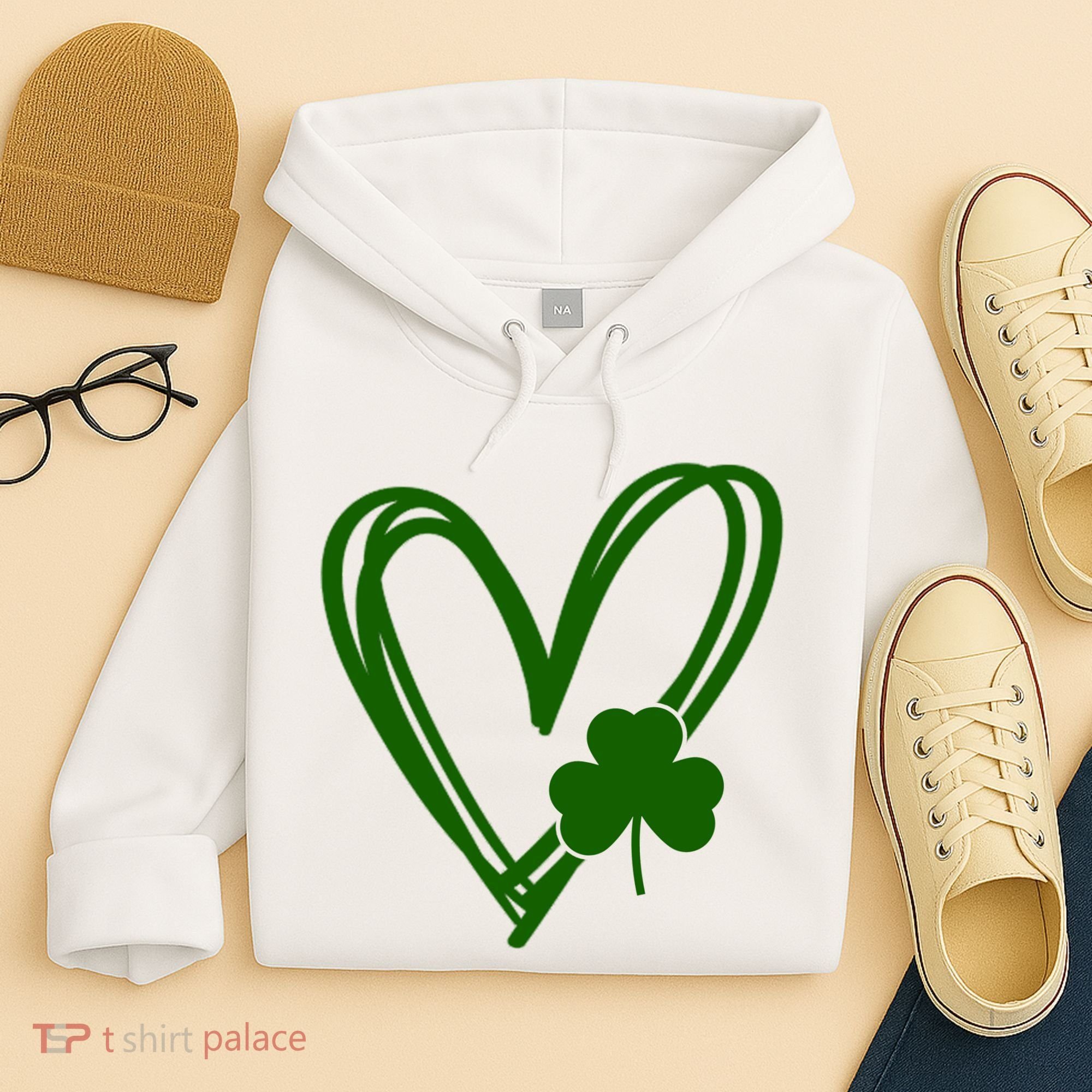 St Patrick's Day Clover Heart Hoodie