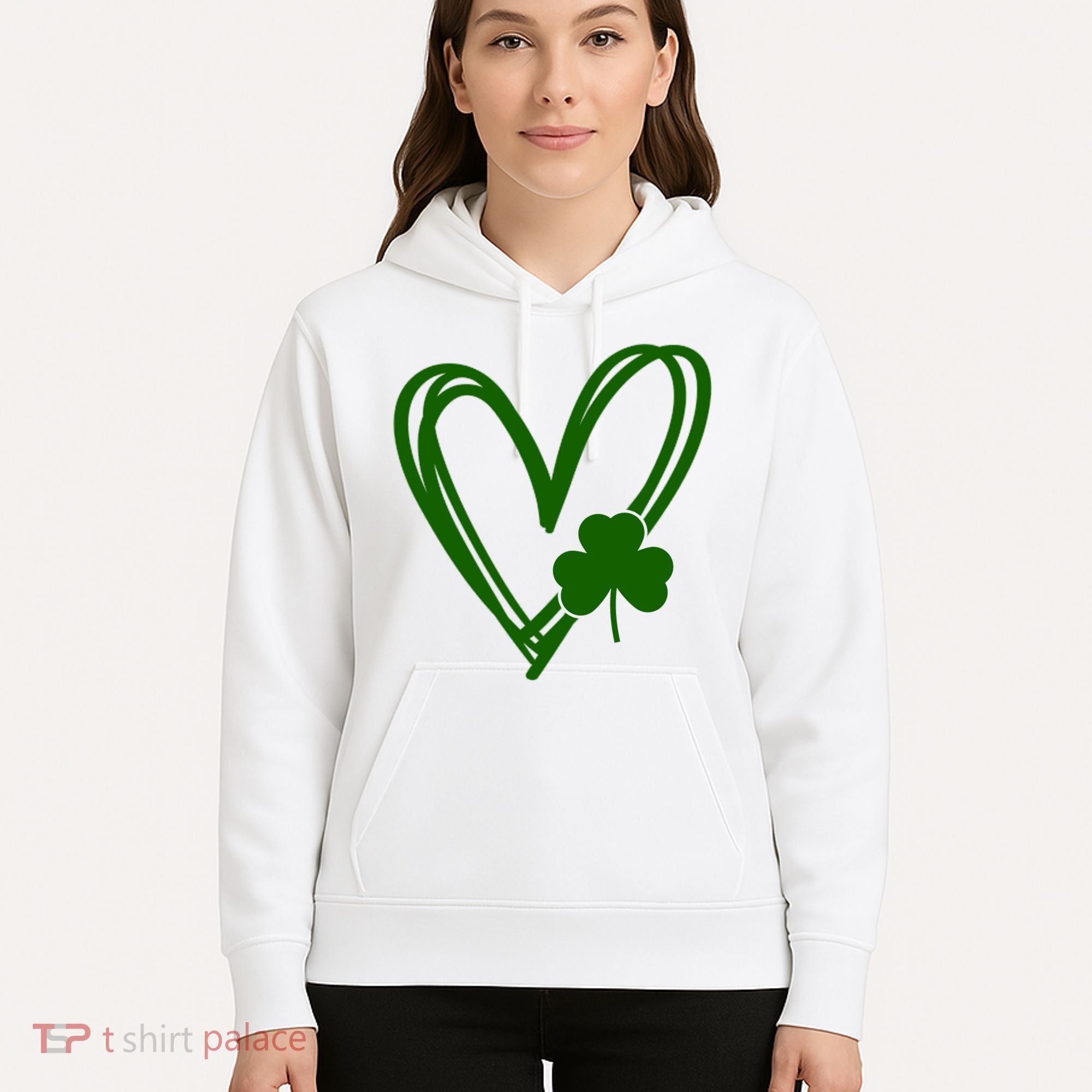 St Patrick's Day Clover Heart Hoodie