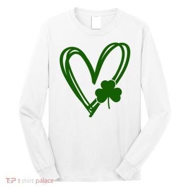 St Patrick's Day Clover Heart Long Sleeve Shirt