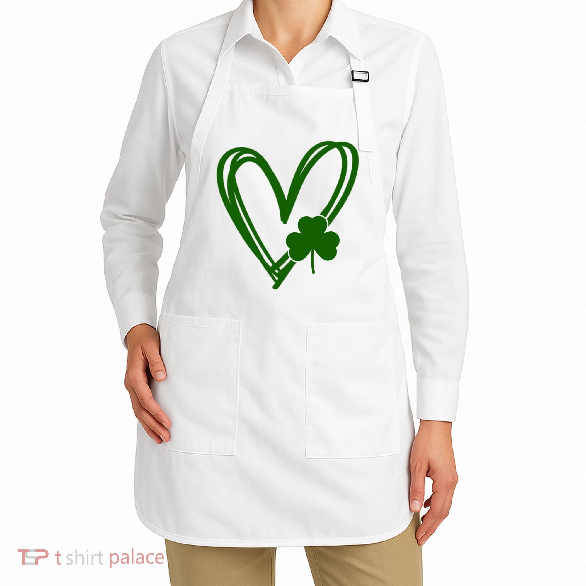 St Patrick's Day Clover Heart Apron