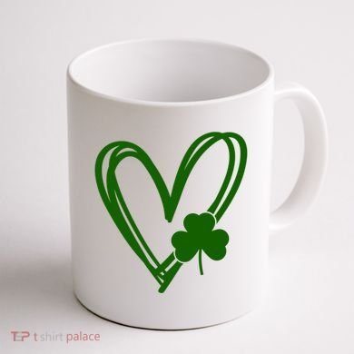 St Patrick's Day Clover Heart Coffee Mug back