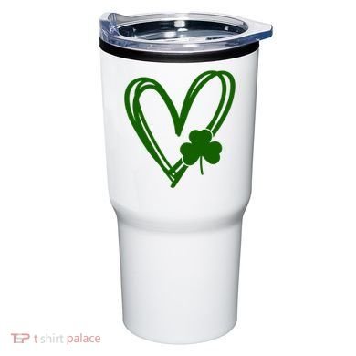 St Patrick's Day Clover Heart Tumbler