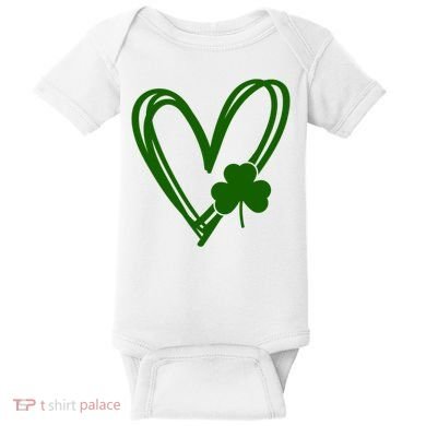 St Patrick's Day Clover Heart Baby Bodysuit