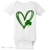 St Patrick's Day Clover Heart Baby Bodysuit thumb 0
