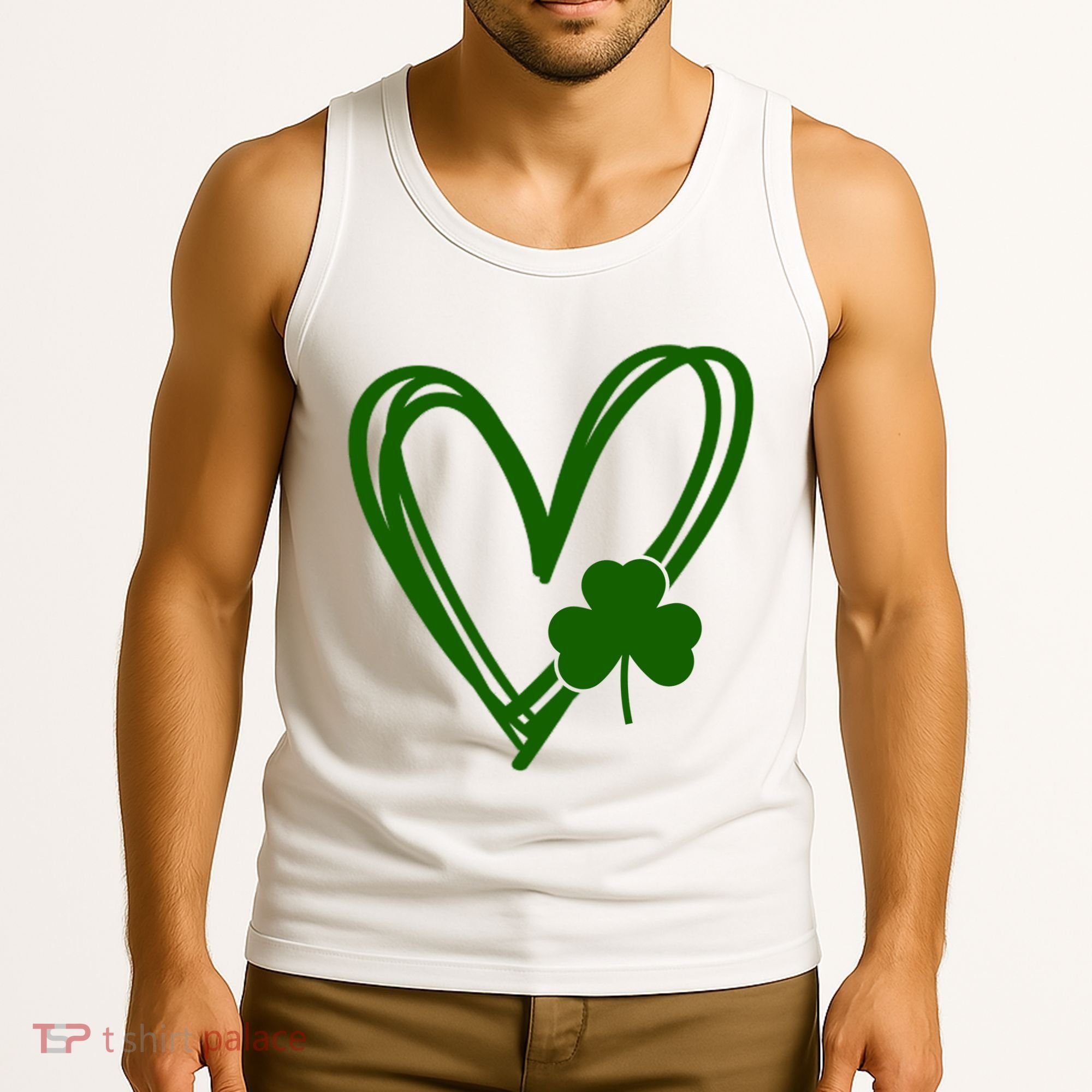 St Patrick's Day Clover Heart Tank Top