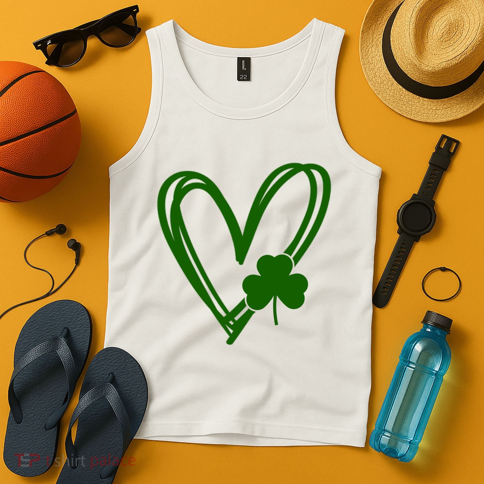 St Patrick's Day Clover Heart Tank Top