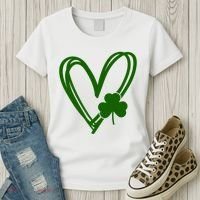 St Patrick's Day Clover Heart Women's T-Shirt thumb 3