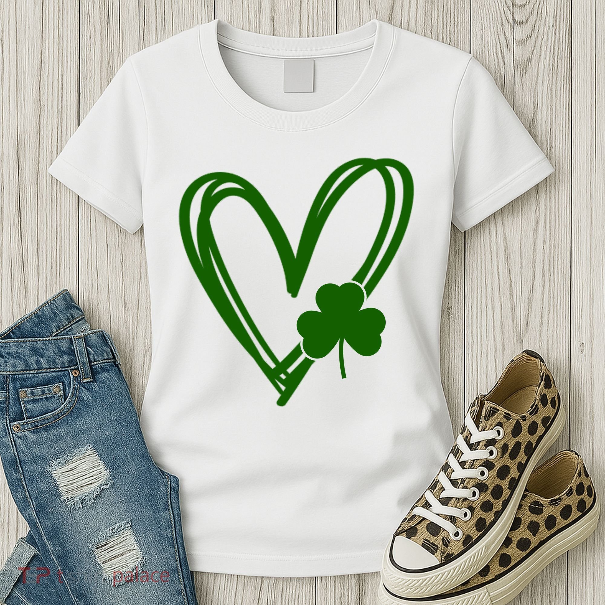 St Patrick's Day Clover Heart Women's T-Shirt