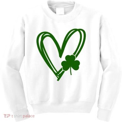 St Patrick's Day Clover Heart Kids Sweatshirt