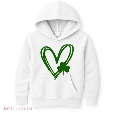 St Patrick's Day Clover Heart Kids Hoodie