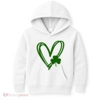 St Patrick's Day Clover Heart Kids Hoodie thumb 0