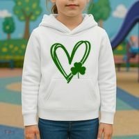 St Patrick's Day Clover Heart Kids Hoodie thumb 3
