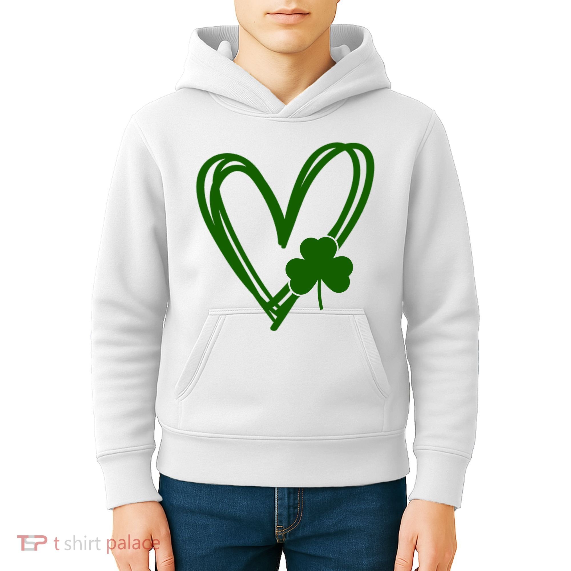 St Patrick's Day Clover Heart Kids Hoodie