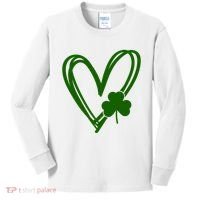 St Patrick's Day Clover Heart Kids Long Sleeve Shirt thumb 0