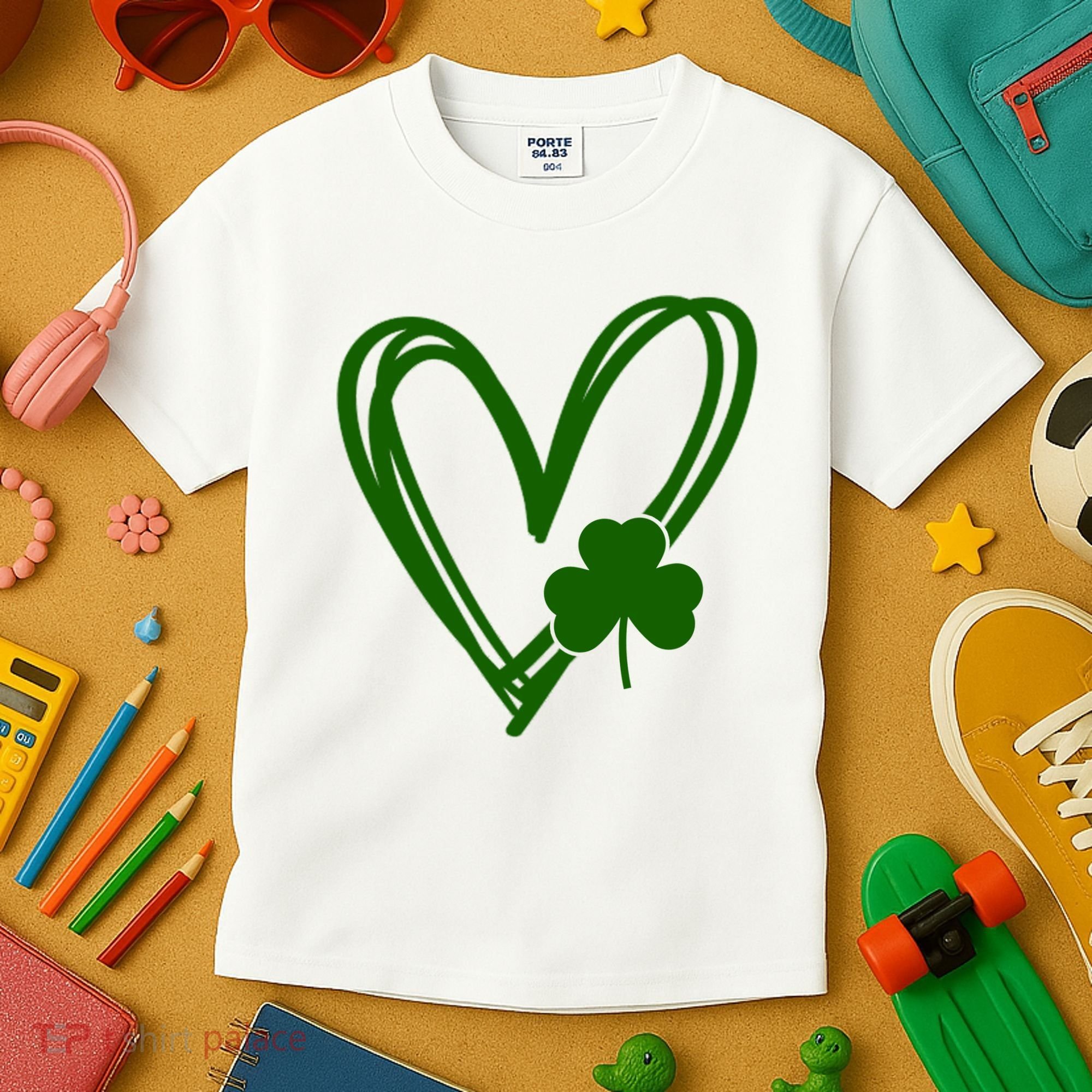 St Patrick's Day Clover Heart Kids T-Shirt