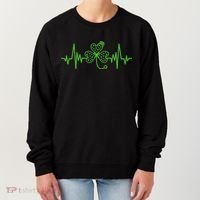St Patricks Day Clover Heartbeat Irish Nurse Shamrock Women's Sweatshirt thumb 0