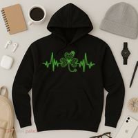 St Patricks Day Clover Heartbeat Irish Nurse Shamrock Hoodie thumb 3