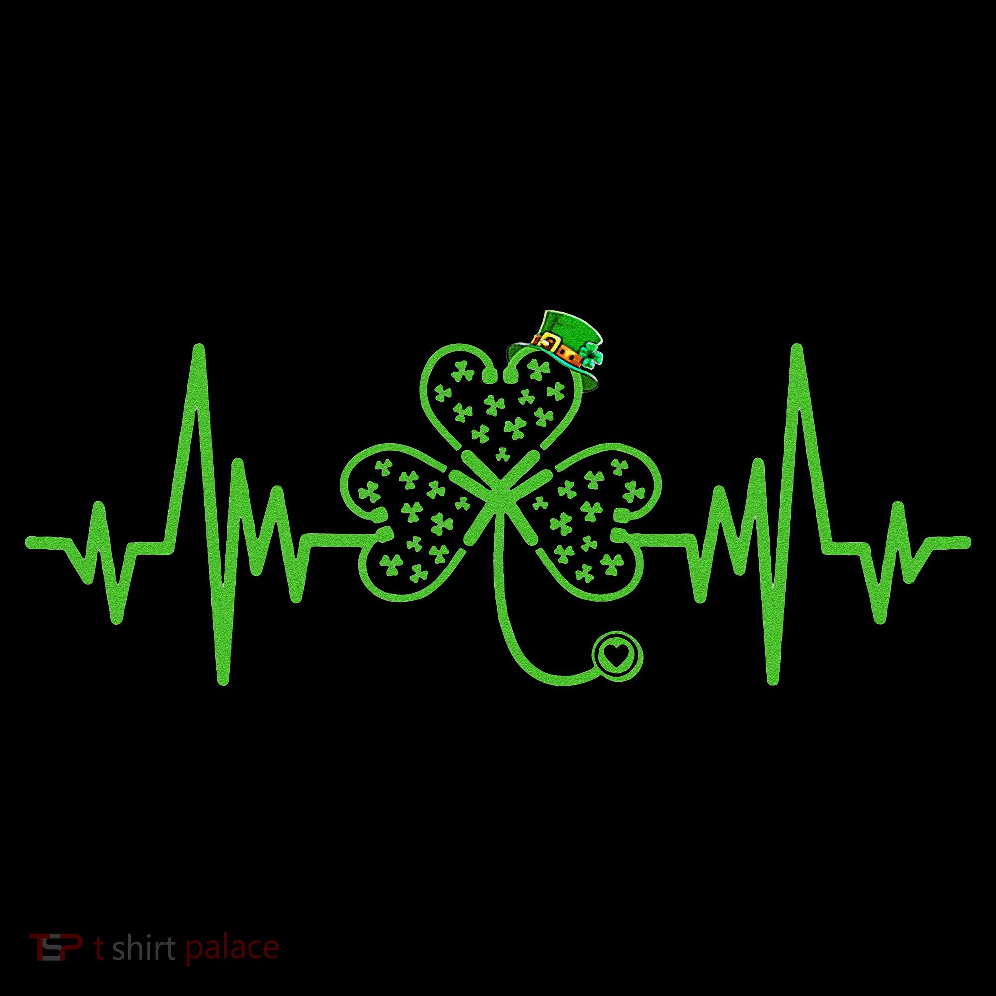 St Patricks Day Clover Heartbeat Irish Nurse Shamrock Women's Hoodie