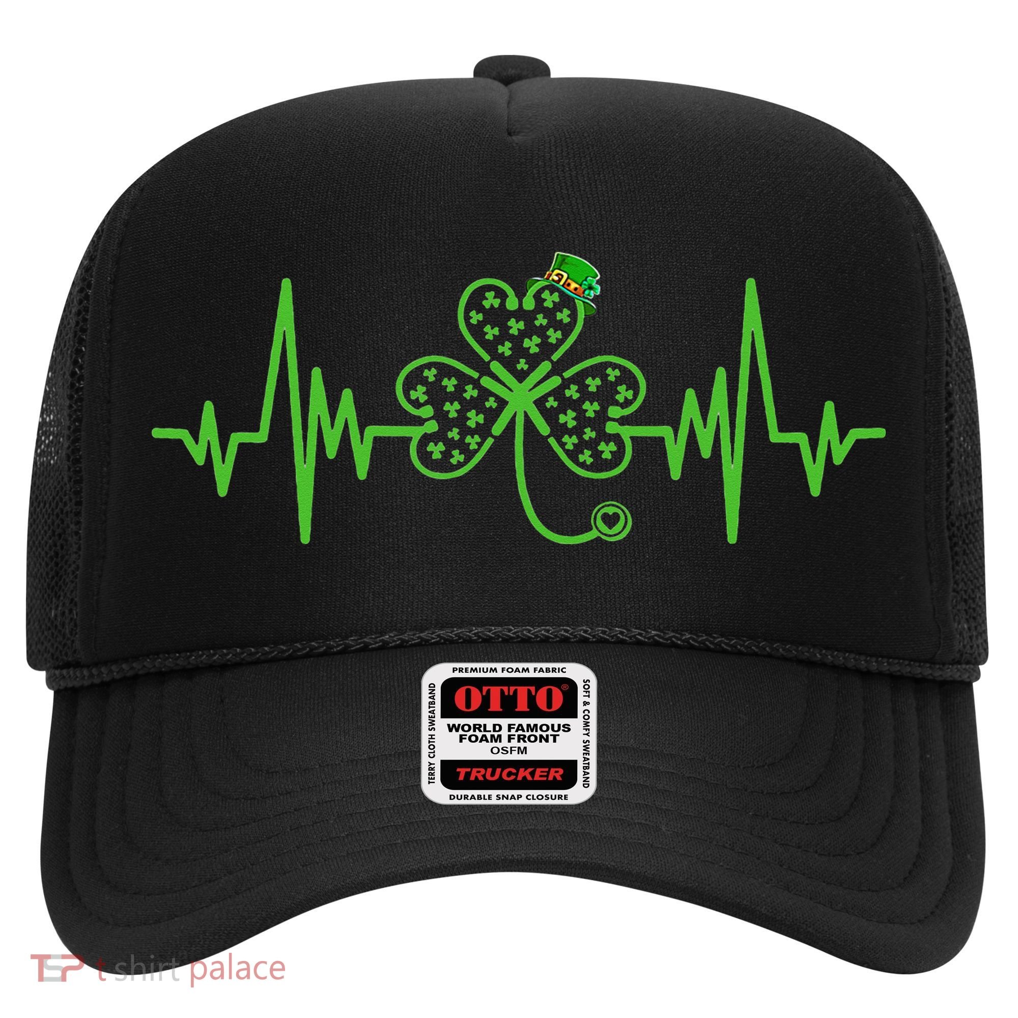 St Patricks Day Clover Heartbeat Irish Nurse Shamrock Hat