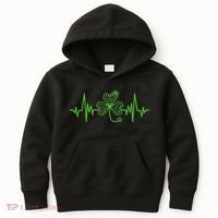 St Patricks Day Clover Heartbeat Irish Nurse Shamrock Kids Hoodie thumb 0