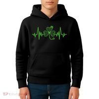 St Patricks Day Clover Heartbeat Irish Nurse Shamrock Kids Hoodie thumb 4