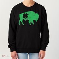 St. Patrick's Day Green Shamrock Buffalo Bison Irish Saint Women's Sweatshirt thumb 0