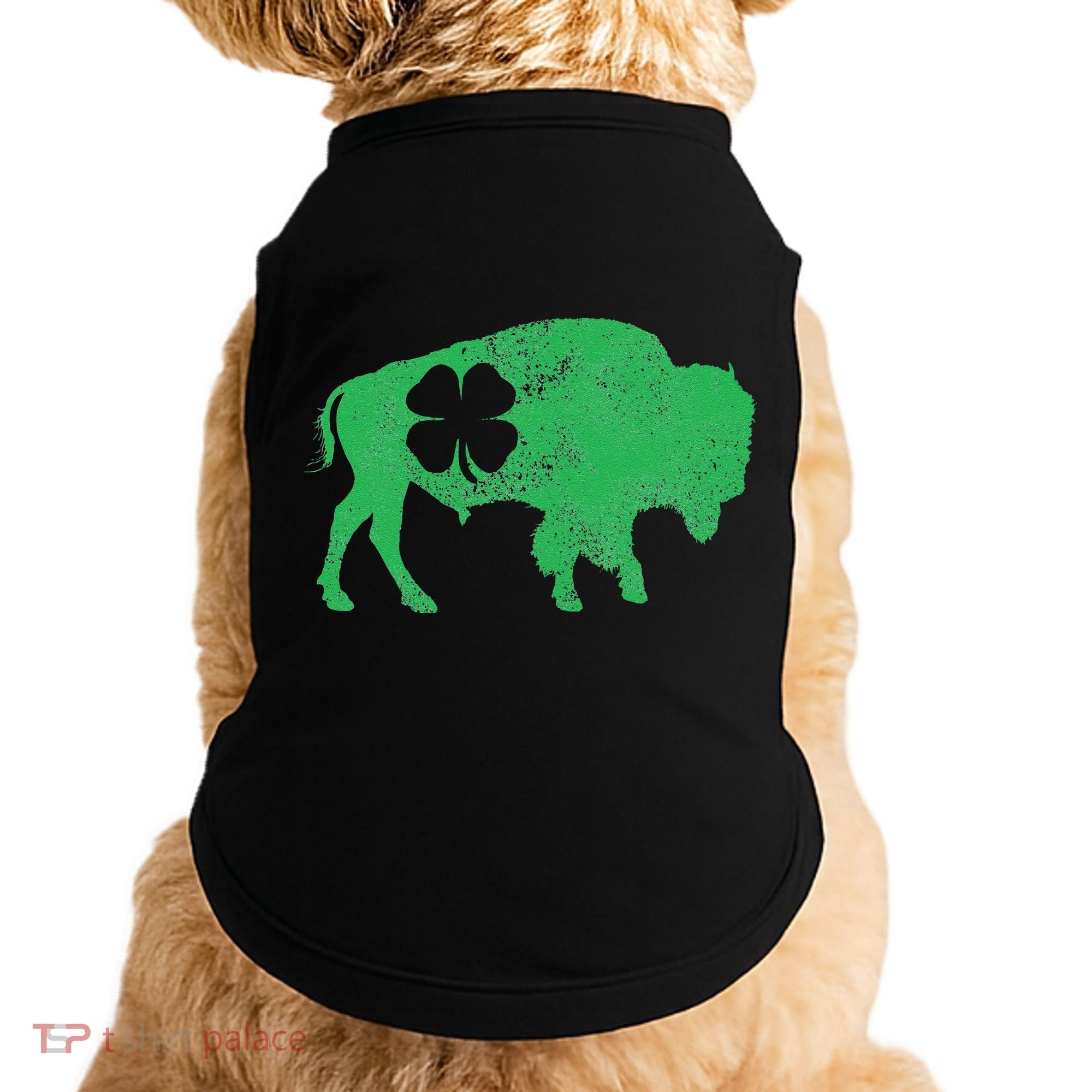 St. Patrick's Day Green Shamrock Buffalo Bison Irish Saint Doggie Tank