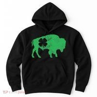 St. Patrick's Day Green Shamrock Buffalo Bison Irish Saint Hoodie thumb 0