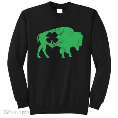 St. Patrick's Day Green Shamrock Buffalo Bison Irish Saint Sweatshirt