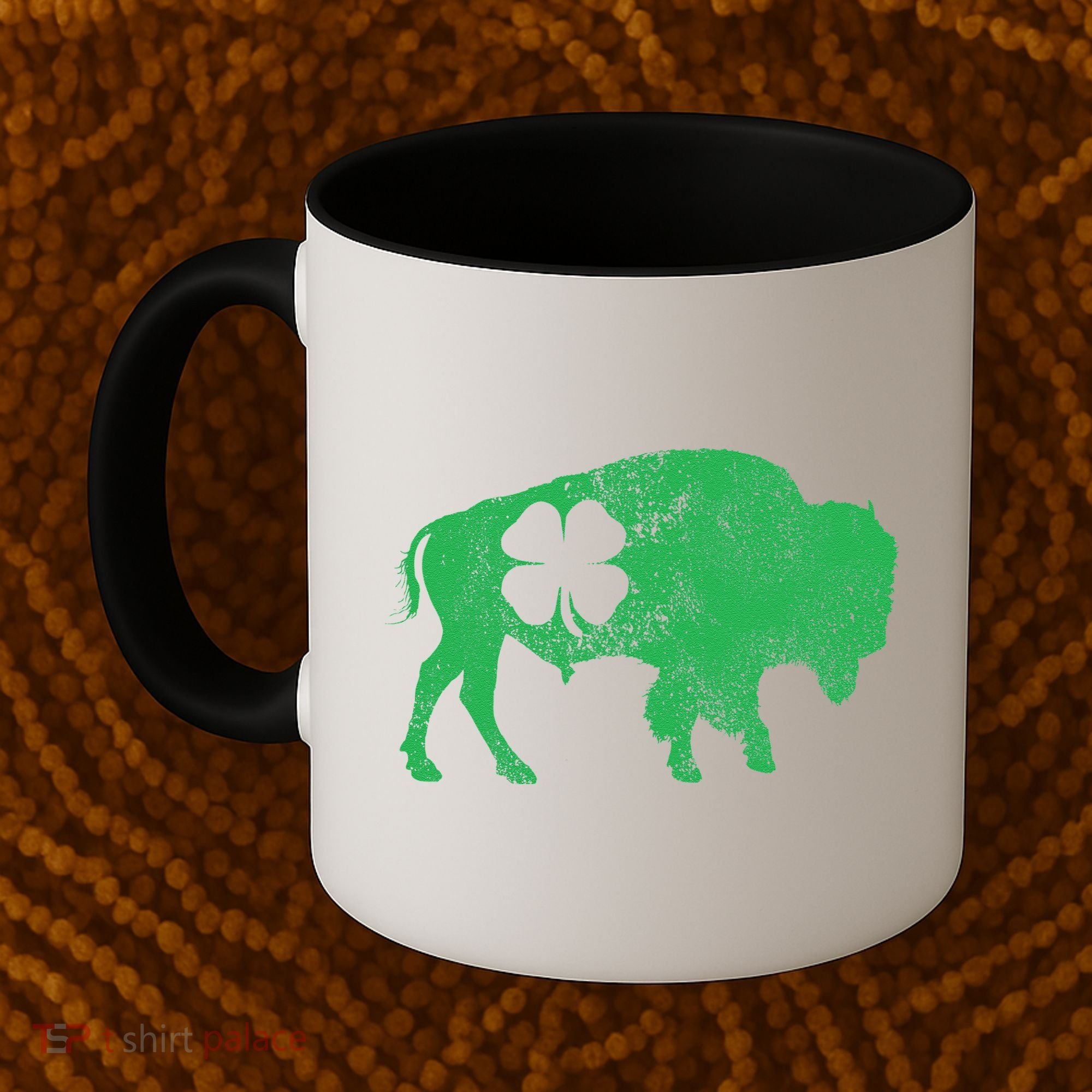St. Patrick's Day Green Shamrock Buffalo Bison Irish Saint Coffee Mug