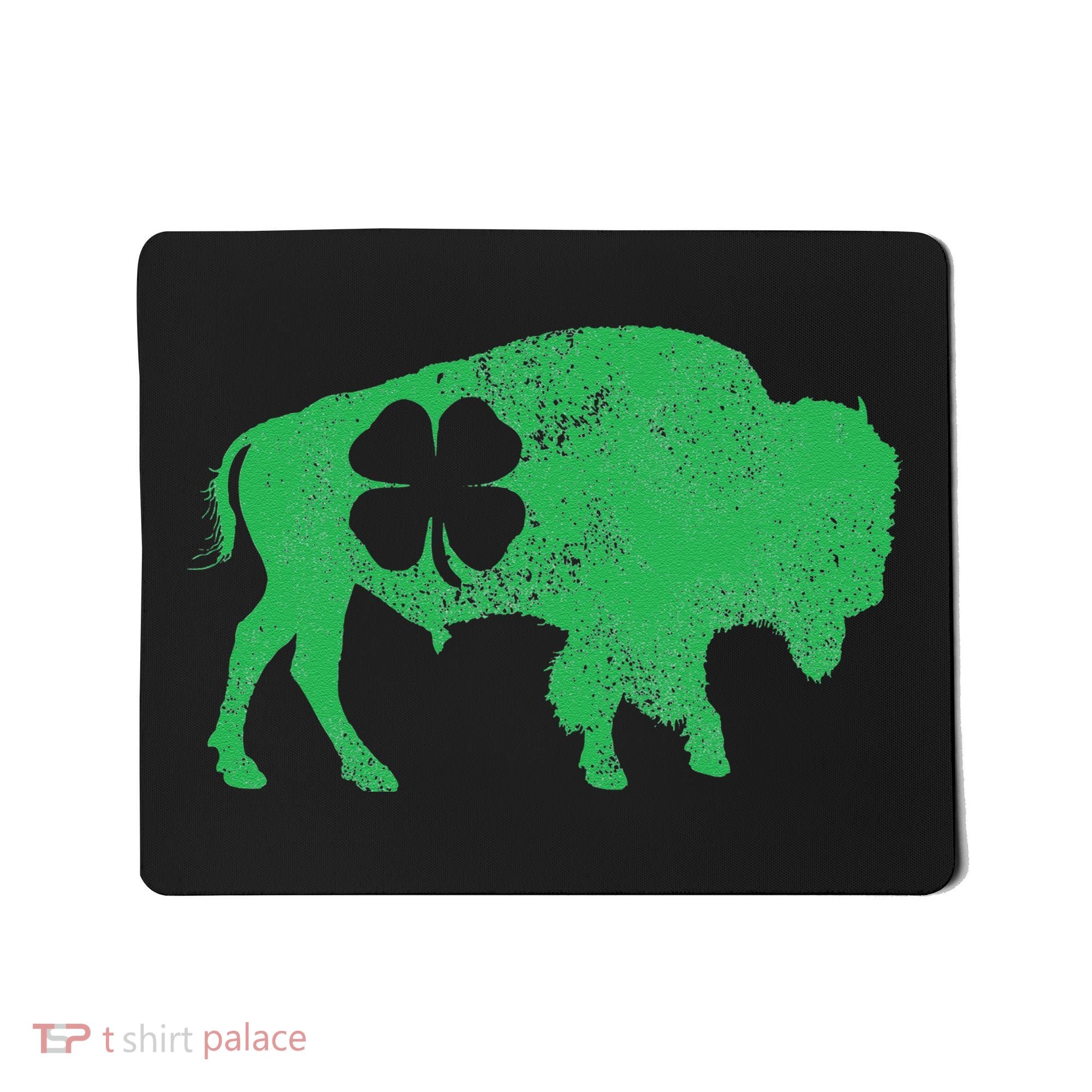 St. Patrick's Day Green Shamrock Buffalo Bison Irish Saint Mousepad