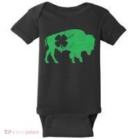 St. Patrick's Day Green Shamrock Buffalo Bison Irish Saint Baby Bodysuit thumb 0