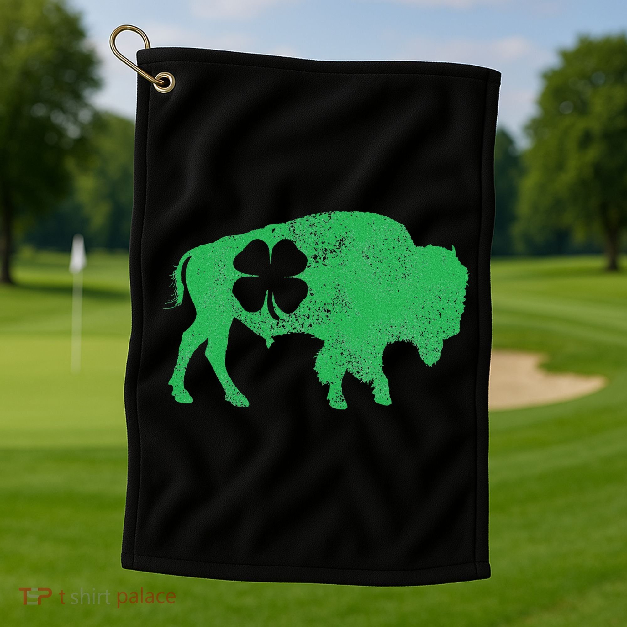 St. Patrick's Day Green Shamrock Buffalo Bison Irish Saint Golf Towel