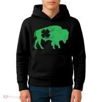 St. Patrick's Day Green Shamrock Buffalo Bison Irish Saint Kids Hoodie thumb 4