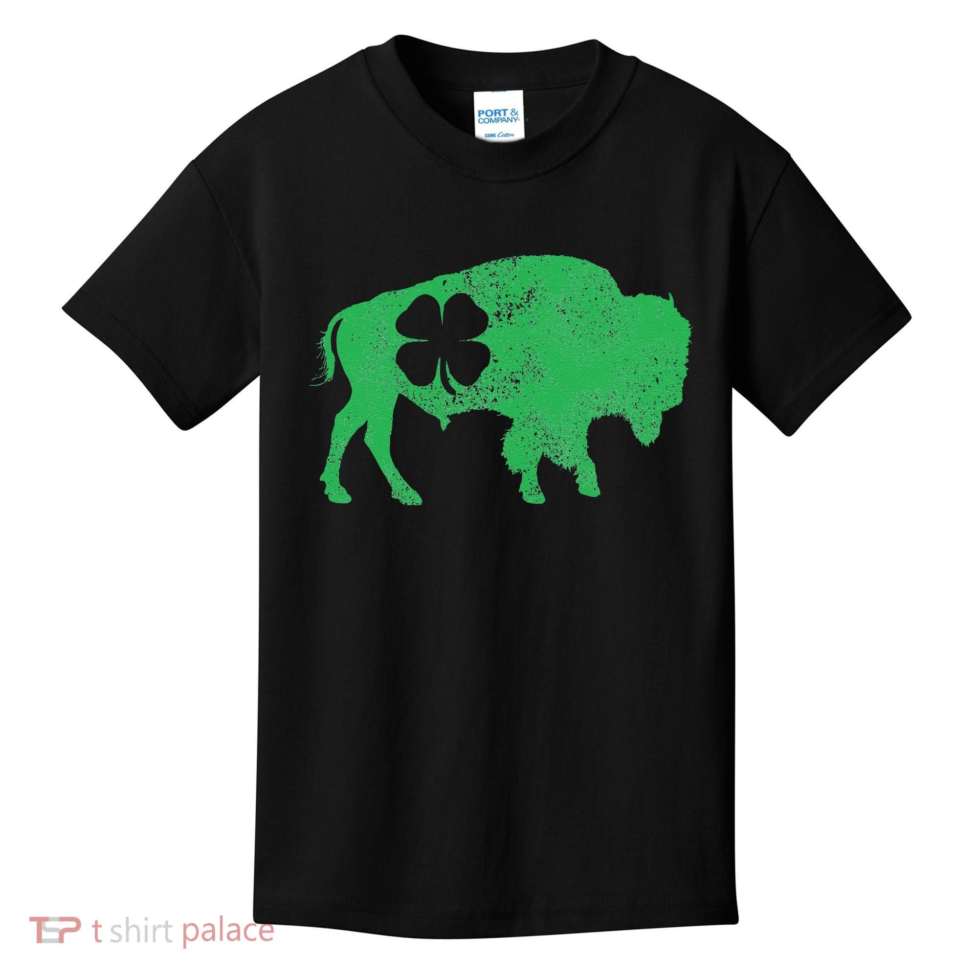 St. Patrick's Day Green Shamrock Buffalo Bison Irish Saint Kids T-Shirt