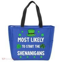 St Patricks Day Shamrock Most Likely To Start The Shenanigan Tote Bag thumb 0