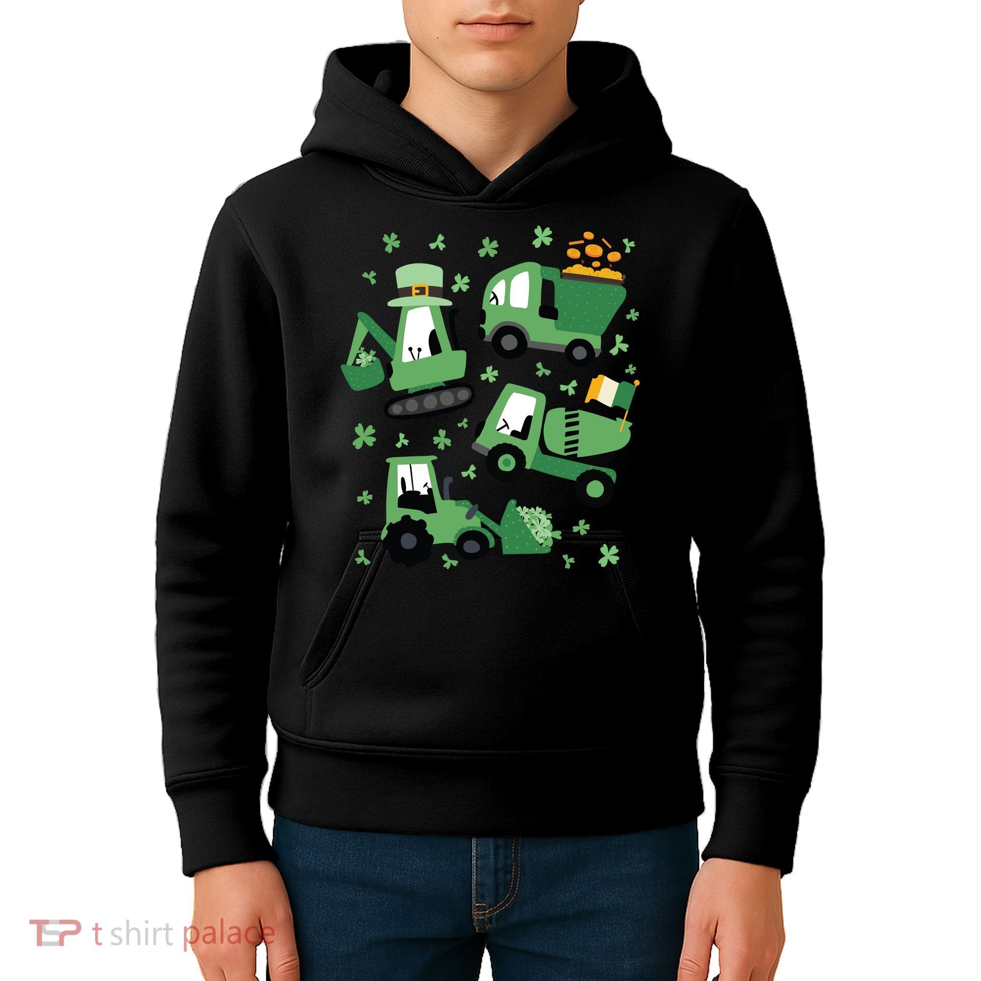 St Patrick's Day Construction Kids Hoodie