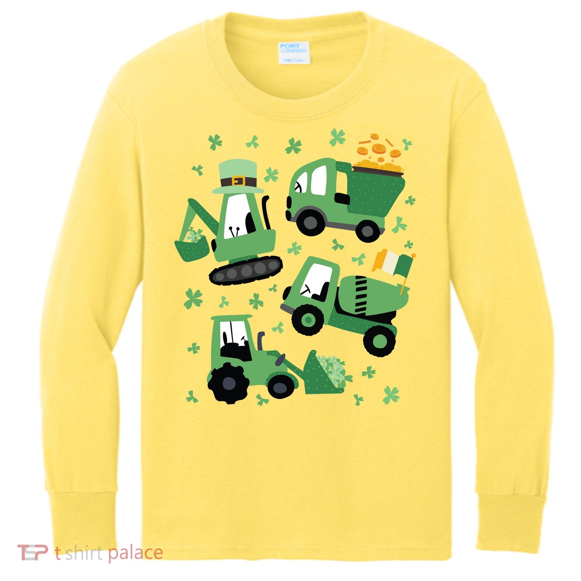 St Patrick's Day Construction Kids Long Sleeve Shirt