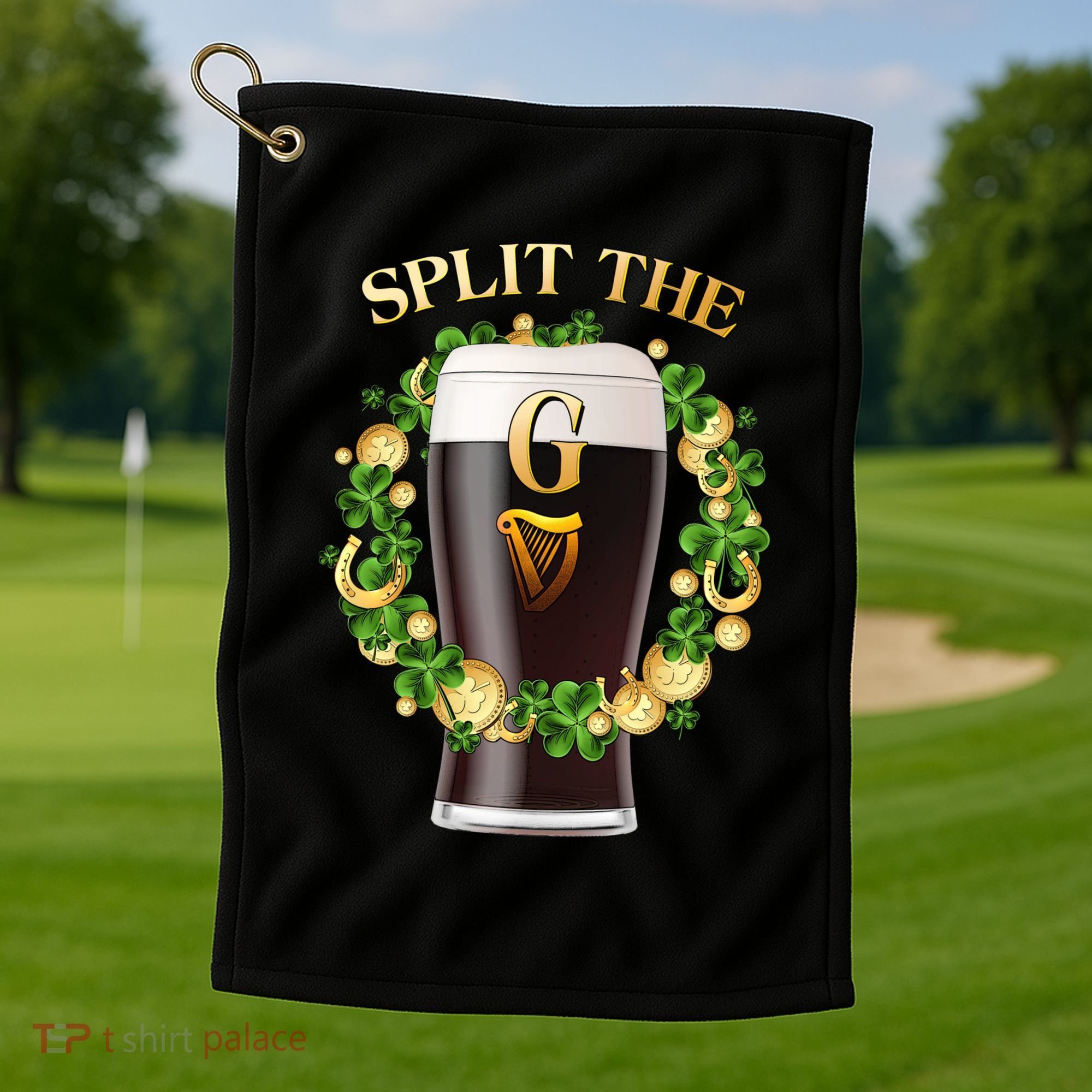 St Patricks Day Split the G Beer Lover Golf Towel