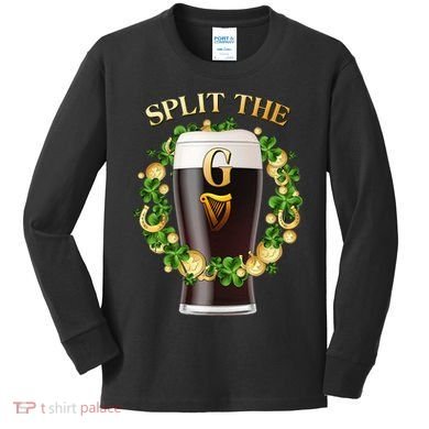 St Patricks Day Split the G Beer Lover Kids Long Sleeve Shirt