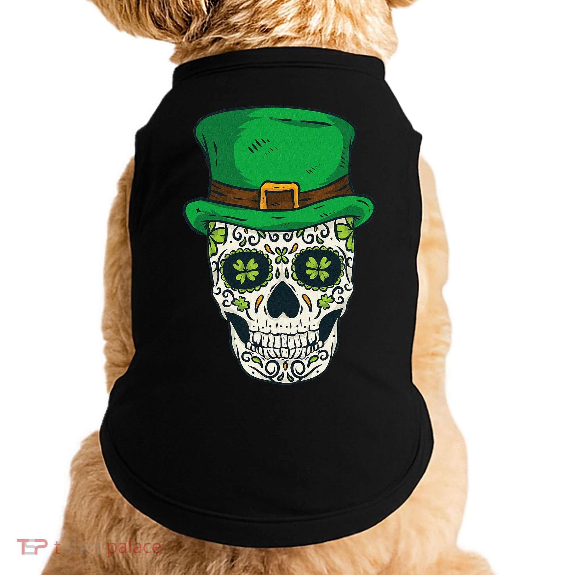 St Patrick's Day Sugar Skull Day Of Dead Saint Patricks Doggie Tank